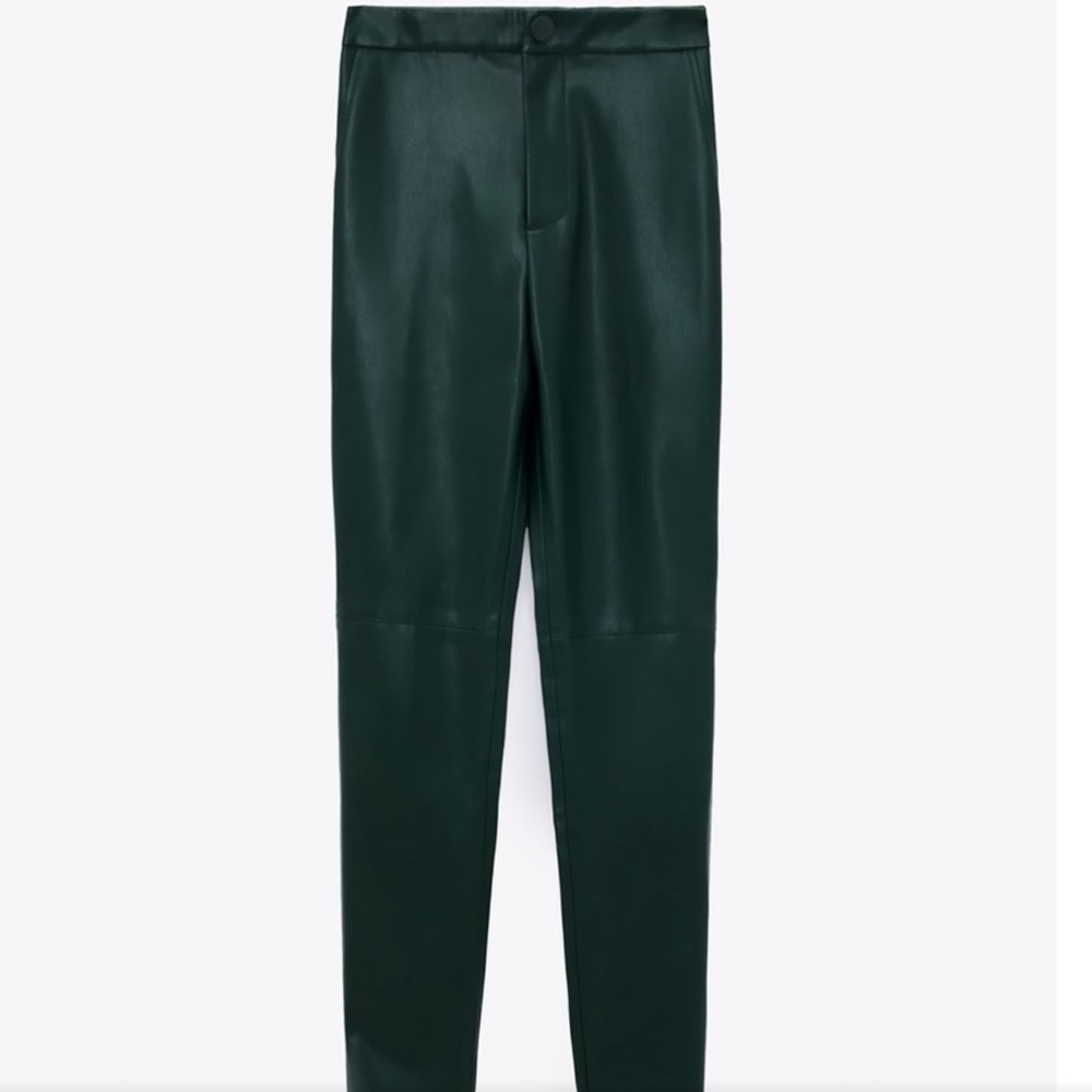 ZARA GREEN LEATHER LEGGING - Picture 7 of 7